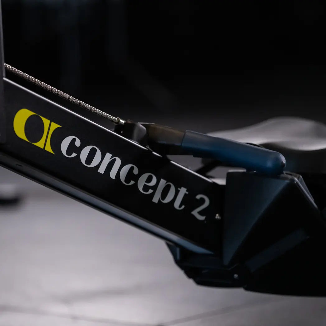 a close up side on of a concept 2 rowing machine