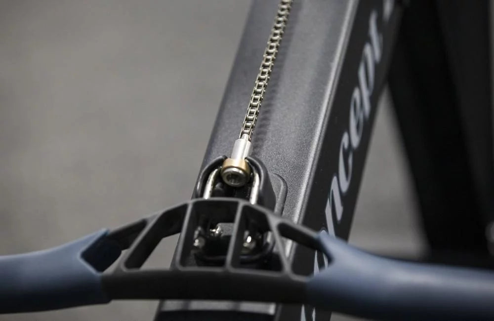 A close up of a rowing machine handle